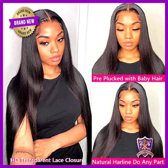 Brazilian Straight Human Hair Bundles with 2x6 Lace Closure 16-20+14 Inch main image 4